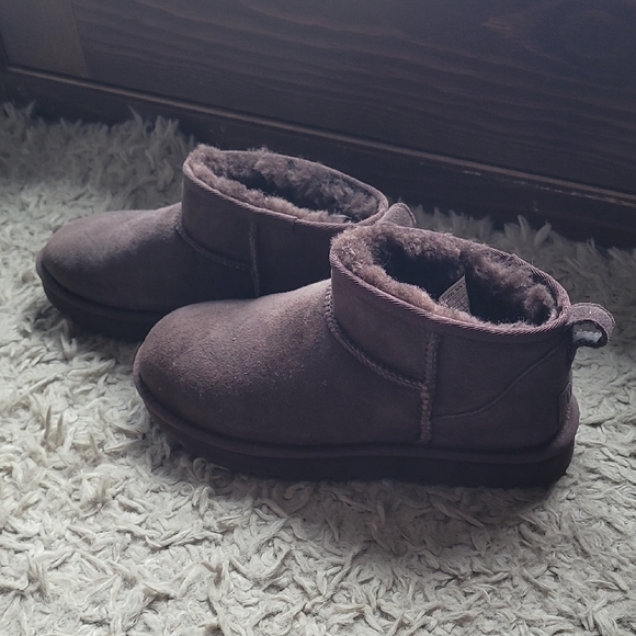 UGG Chocolate Suede Slip-On Boots - Picture 2 of 4